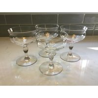 Vintage Kristall Champagner Coupes Oder Sorbet Gerichte - Set Von 4 Antike Gläser Toasting von JMSquaredVintage