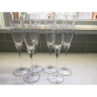 Vintage Kristall Champagner Gläser - 6Er Set Made in Rumänien Flöten Antike Toasting von JMSquaredVintage