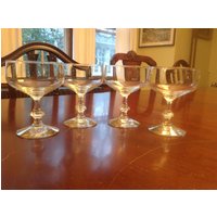 Vintage Kristall Oblaten Stiel Champagner Coupes - 4Er Set Antike Hohe Sorbets Sektgläser von JMSquaredVintage