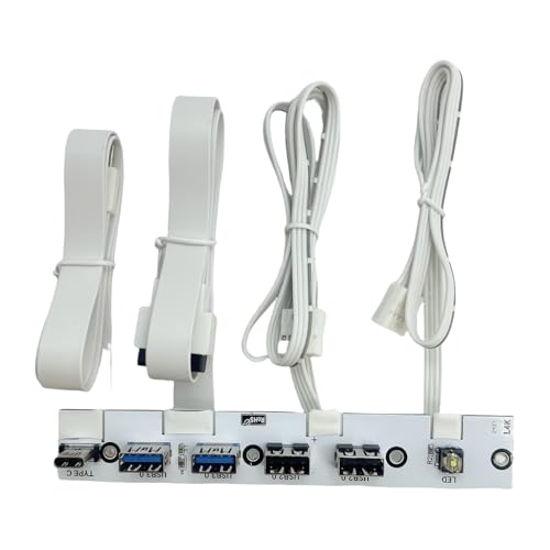 5 Anschlüsse USB PC Front IO Panel Halterung 2 x USB 3.0 + 2 x USB 2.0 + 1 x USB-C 20G mit LED-Schalter für PC-Gehäuse, Desktop-Chassis L4K 50 cm (weiß) von JMT