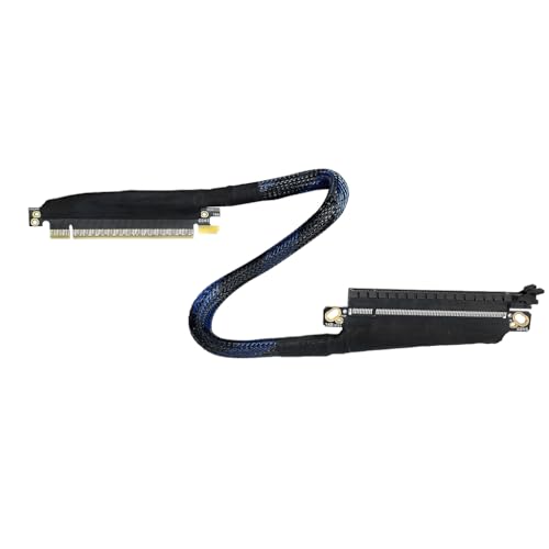 JMT 180 Grad 64 GBS PCIE 5.0 X16 Grafikkarten-Verlängerungskabel, GEN5, geflochtenes Netzkabel, Riser für AI-Server, Grafikkarte, biegbarer GPU-Adapter, 16AB5 (rechts nach links hinein, 30 cm) von JMT