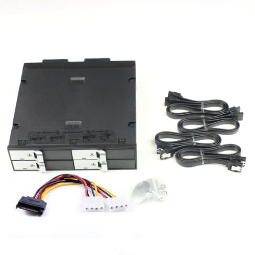 JMT 2,5 Zoll 4 Bay SATA 6Gbps Festplattengehäuse Optisches Laufwerk Mobile Rack für 12,5 mm HDD PC Laptop (Gehäuse + Lüfter + Kabelkit) von JMT