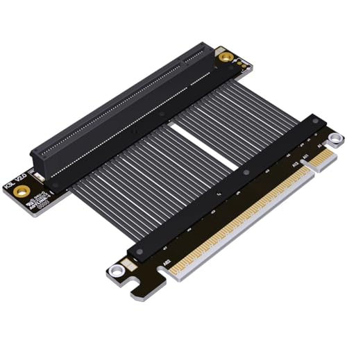 JMT ADT-K33U PCIe 5.0 x16 Verlängerungskabel, 512 Gbit/s, Hochgeschwindigkeit, verlustfrei, flexibel, GPU-Riser für PC-Gehäuse, Server, ITX Builds Computer RTX5090 (K33UL-BK, 15 cm) von JMT