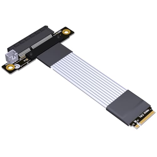 JMT ADT-K42ST M.2 NVMe auf PCIe5.0 x4 Signalverlängerungskabel, 128 Gbit/s, Hochgeschwindigkeits-Versilberter Draht mit SATA-Netzadapter (K42ST-SI, 15 cm) von JMT