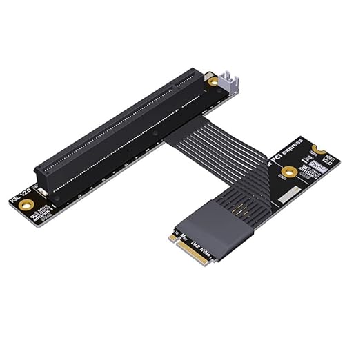JMT ADT-K43S M.2 NGFF NVMe auf PCIe 5.0 x16 Verlängerungskabel 128 Gbit/s GEN5 mit Netzkabel für STX-Motherboard-Grafikkarte (K43SL-BK-5.0, 15 cm) von JMT
