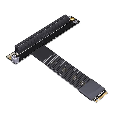JMT ADT-K43S M.2 NGFF NVMe auf PCIe 5.0 x16 Verlängerungskabel 128 Gbit/s GEN5 mit Netzkabel für STX-Motherboard-Grafikkarte (K43SR-BK-5.0, 15 cm) von JMT