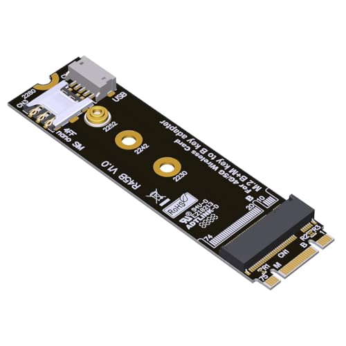 JMT ADT-R45B M.2 B&M-Key auf B-Key Netzwerkkartenadapter, kompatibel mit NanoSIM M2 B Key 3042 3052 LTE Modulkarte (R45B) von JMT
