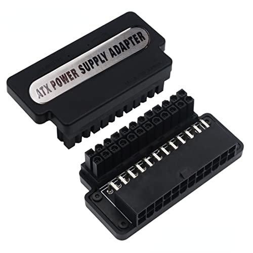 JMT ATX 24-polige Buchse auf 24-poligen Stecker, 90 Grad abgewinkelter Adapter, Mainboard, Motherboard, Stromanschlüsse für Desktop-Stromkabel, PC-Netzteilkabel von JMT