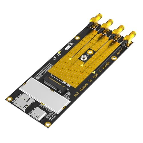 JMT M.2 B Key 3G/4G/5G Modul auf USB-C USB 3.0 Adapter mit Nano-SIM-Kartensteckplatz, kompatibel mit RM500Q RM500U GM800 SIM8200 Modul (mit Antennen) von JMT