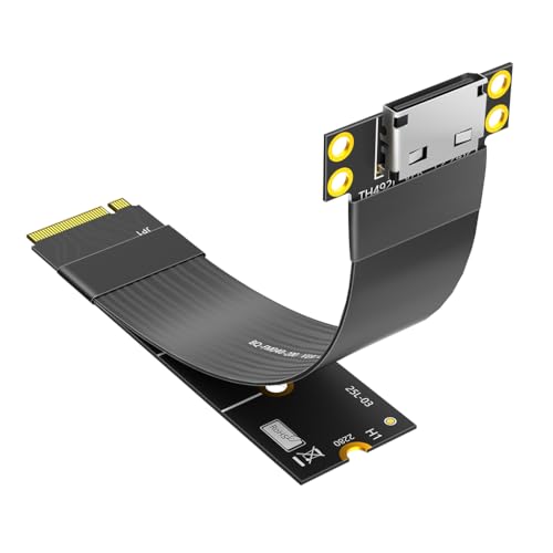 JMT M.2 Key M PCIe 4.0 auf Oculink 4i SFF-8612 Verlängerungskabel, kompatibel mit NVMe 2280 SSD Grafikkarte (20 cm) von JMT