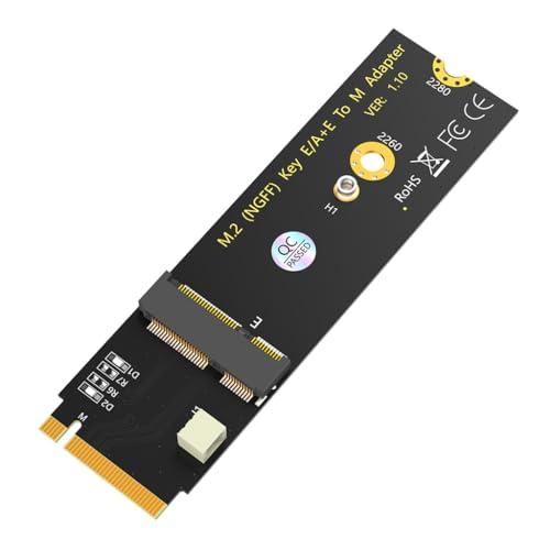 JMT M.2 NGFF A+E Key Wi Fi/Bluetooth-kompatibel zu M.2 Key M Adapterkarte kompatibel mit Intel AX200/AX201/AX210 (NGFF A+E auf M Key) von JMT