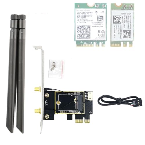 JMT NGFF M.2 auf PCIE Wireless Netzwerkkarte Adapter Karte kompatibel mit Intel 7260 8265 1650 1675X AX200 AX210 (+8 dB Antenne) von JMT