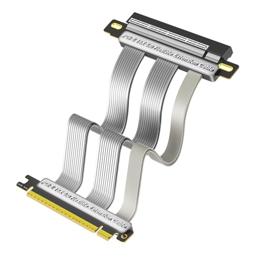 JMT PCI-E 16X 5.0 Flexibles Verlängerungskabel, 64 GB/S, Hochgeschwindigkeits-vertikale Installation, GPU-Kabel, kompatibel mit ATX / 1U / 2U Gehäuse (180°-20cm) von JMT