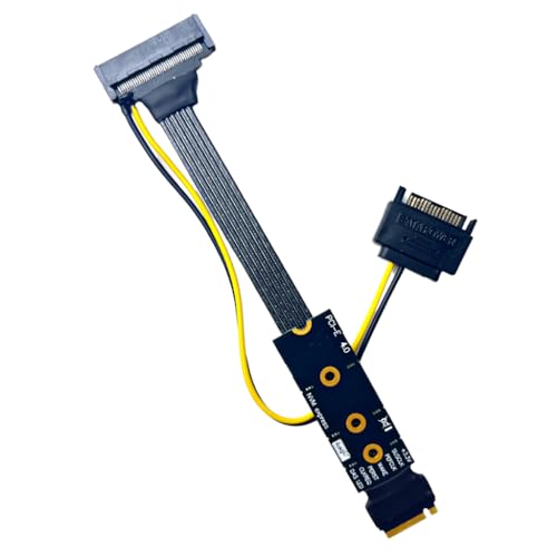 JMT PCIE 4.0 M.2 auf U.2 U.3 SSD Adapterkabel GEN4 High Speed mit SATA Netzteil kompatibel mit M2 NVME 2230 2242 2260 2280 SSD (20cm-M5ABZ) von JMT