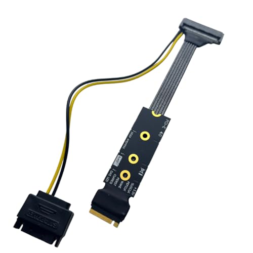 JMT PCIE 4.0 M.2 auf U.2 U.3 SSD Adapterkabel GEN4 High Speed mit SATA Netzteil kompatibel mit M2 NVME 2230 2242 2260 2280 SSD (30cm-M5ABZ) von JMT