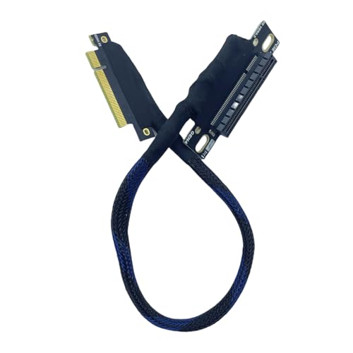JMT PCIE 4.0 X8 auf X8 / X16 GPU-Verlängerungskabel, 16 GBS, AI-Server-Adapter, versilbert für Grafikkarte, Netzwerkkarte (X8 auf X8 rechts in, 30 cm) von JMT