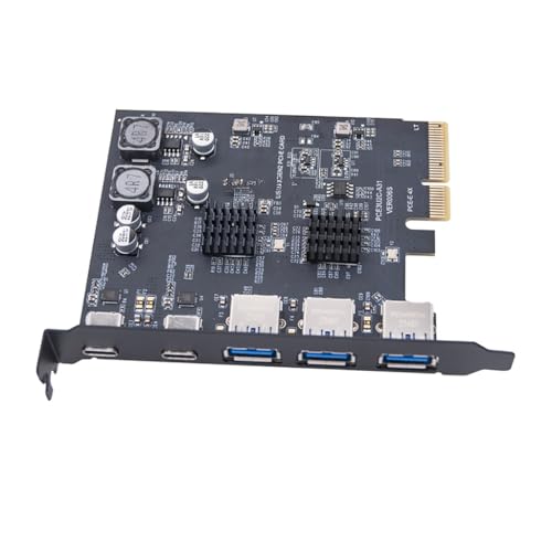 JMT PCIE 4X auf USB 3.2 Erweiterungskarte 10Gbps USB A USB C Dual Chip Board GEN2 MCA570 Kompatibel mit Win10 WIN11 Linux (2C + 3A Schnittstelle) von JMT