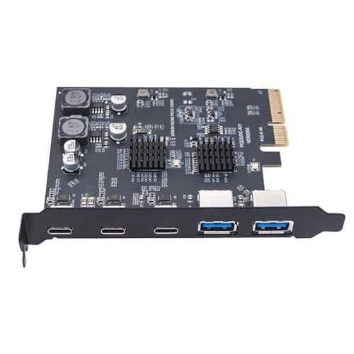 JMT PCIE 4X auf USB 3.2 Erweiterungskarte 10Gbps USB A USB C Dual Chip Board GEN2 MCA570 Kompatibel mit Win10 WIN11 Linux (3C + 2A Schnittstelle) von JMT