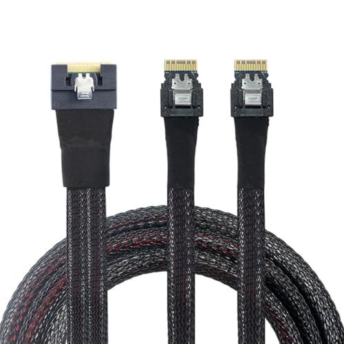 JMT Slimline SAS SFF-8654 8I auf Dual SFF-8654 4I Serverkabel, vollständige Abdeckung, Anti-Misinsertion (100 cm) von JMT