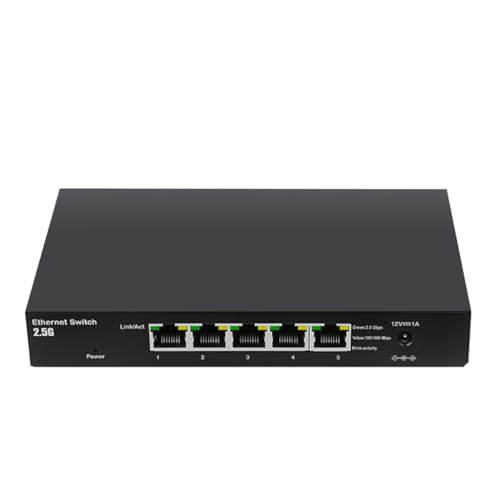 JMT TXE239 Ethernet-Switch, 2,5 G, 5 Ports, nicht verwaltet, RJ45-Ports, Auto-Negotiation, Gigabit-Switch, 25 Gbit/s, Netzwerkerweiterungsserver von JMT