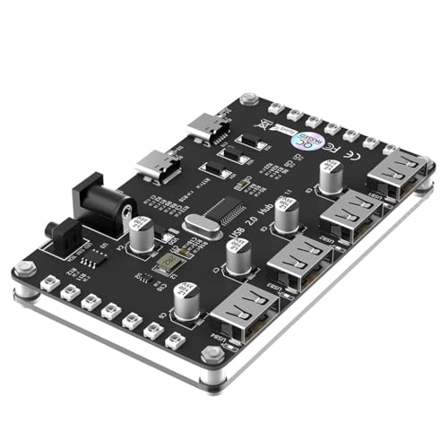 JMT USB-2.0-Hub mit 4 Anschlüssen und 3528 bunten LEDs und Zusatzstrom für PC, Laptop, kompatibel mit Windows, Mac OS X, Linux von JMT