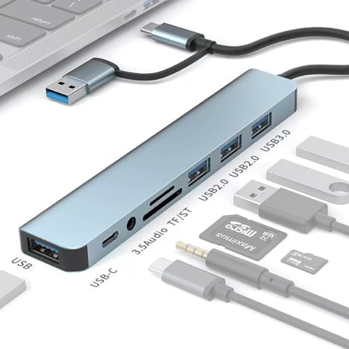 JMT USB 3.0 / USB-C auf 8 Ports Dockingstation USB 3.0 2.0 HUB TF SD Kartenleser Expander 3,5 mm Audio-Adapter für PC Laptop Zubehör JMT USB 3.0 / USB-C auf 8 Ports Dockingstation USB 3.0 2.0 HUB TF SD Kartenleser Expander 3,5 mm Audio-Adapter für PC Laptop Zubehör von JMT