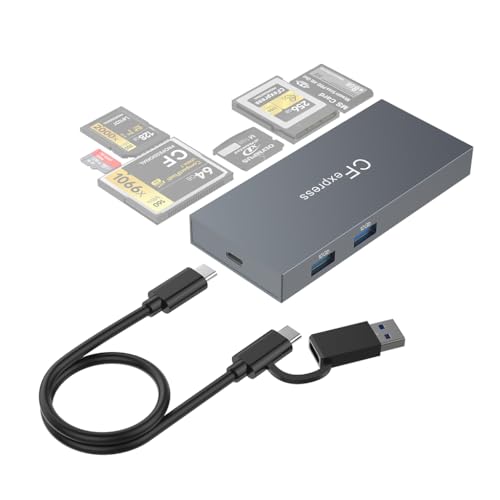 JMT USB 3.2 Gen 2 CFExpress Kartenleser 10Gbps TypeB/CF/SD/TF/MS/XD/USB Speicherkarten-Hub für Laptop-Zubehör (CR353 8-in-1) von JMT
