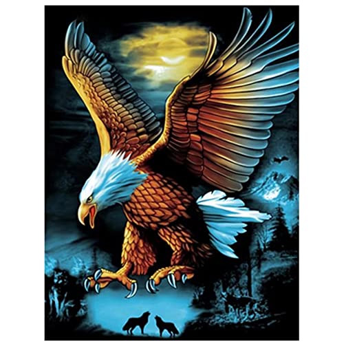 JMUNG 5D Diamond Painting Full Set Adler-Wolf-Schnee-Szene 40x60cm DIY Malen nach Zahlen Diamant Malerei Kit DIY Kreuzstich Diamant Gemälde Stickerei Diamant Painting Bilder Kunst Handwerk Dekoration von JMUNG