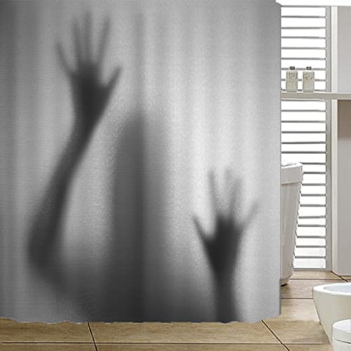 JMUNG Duschvorhang Handgrauer Horror Shower Curtains Polyester Shower Curtain Duschvorhang Antischimmel Duschvorhänge Antischimmel mit 12 Duschvorhangringen Duschvorhang Badewanne 200x200cm von JMUNG