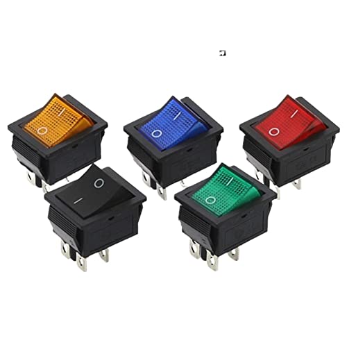 5 Stück KCD4 Wippschalter Netzschalter selbstsichernd 2 Positionen 4 Pins mit Licht 15 A 250 VAC/20 A 125 VAC 32 * 25 mm Micro Switches(Color:Mixed 5pcs) von JMVLVLOA