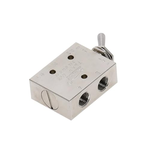 JMVLVLOA Silver Tone 1/8" Air Pneumatic 2 Position 5 Way Toggle Shut Off Switch Knob Hand Mechanical Valve HL2501-V TAC2-41V (No Fittings) von JMVLVLOA
