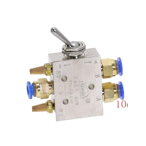 JMVLVLOA Silver Tone 1/8" Air Pneumatic 2 Position 5 Way Toggle Shut Off Switch Knob Hand Mechanical Valve HL2501-V TAC2-41V (PC 10mm Fittings) von JMVLVLOA