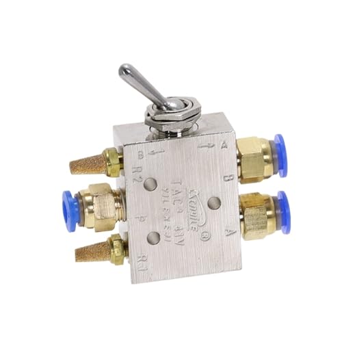 JMVLVLOA Silver Tone 1/8" Air Pneumatic 2 Position 5 Way Toggle Shut Off Switch Knob Hand Mechanical Valve HL2501-V TAC2-41V (PC 12mm Fittings) von JMVLVLOA
