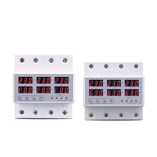 JMVLVLOA TOVPD3-63VA Din Rail 3 Phase Adjustable Over and Under Voltage Protector Relay with Current Protection 3 * 220V 380V (100A Without N 380V) von JMVLVLOA