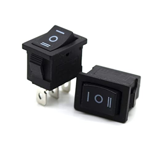 Wippschalter 10 Stück KCD1 Mini Schwarz 3 Pin Ein/Aus/Ein Wippschalter AC 6A/250V 10A/125V 21 * 15mm Wippschalter Netzschalter Knopfschalter SKPT 3 Fuß Micro Switches von JMVLVLOA
