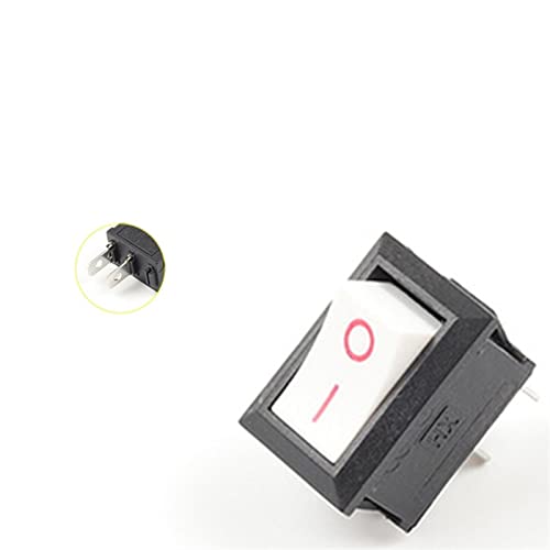 Wippschalter 5/10 Stück 2Pin 21X15mm Wippschalter 2 Positionen 6A/250VAC Netzschalter EIN- Rot Blau Grün Gelb Schwarz Weiß Micro Switches(Color:White Black,Size:Taglia unica) von JMVLVLOA