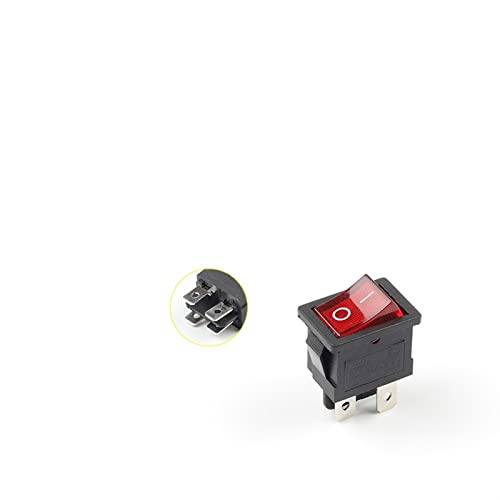 Wippschalter 5 TEILE/LOS KCD1 4 Pin 21 * 15mm ON-Off Boot Auto Wippschalter 6A/250V AC 10A/125V AC mit Rot Blau Grün Gelb Lichtschalter Micro Switches(Color:With Red Light) von JMVLVLOA