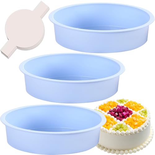 JMYDecor 25,4 cm runde Kuchenformen zum Backen, 3 Stück Silikon-Kuchenformen mit 100 Stück Pergamentpapier, antihaftbeschichtete Kuchenformen für Smash-Kuchen, Schichtkuchen, Käsekuchen JMYDecor 25,4 cm runde Kuchenformen zum Backen, 3 Stück Silikon-Kuchenformen mit 100 Stück Pergamentpapier, antihaftbeschichtete Kuchenformen für Smash-Kuchen, Schichtkuchen, Käsekuchen von JMYDecor