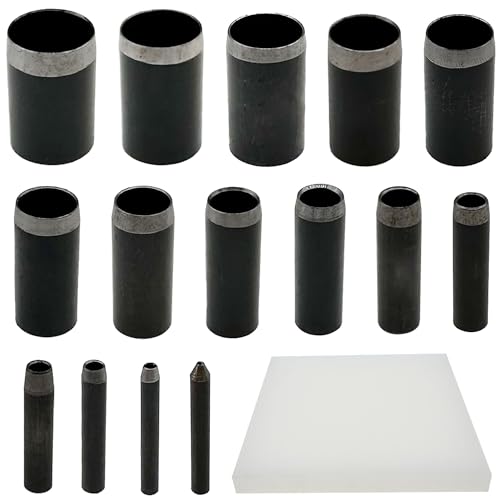 JMZLLRX 16 Stück Leder Stanzer Set, 15 Stück Runde Form Leder Stanzer Stanze Ablochen auf Leder mit Lochmatte, Lederlocher Set für Lederhandwerk JMZLLRX 16 Stück Leder Stanzer Set, 15 Stück Runde Form Leder Stanzer Stanze Ablochen auf Leder mit Lochmatte, Lederlocher Set für Lederhandwerk von JMZLLRX