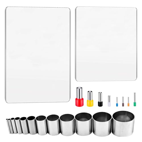 JMZLLRX Polymer Clay Tools Set, Acryl Tonrollen, Acrylplatte, Schneidematte, Runde Polymer Clay Ausstecher mit Clay Slicer Blade für Töpferei und Bildhauerei, 22 Stück von JMZLLRX