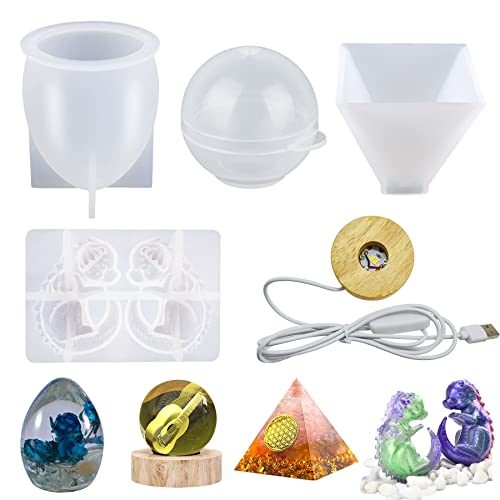 Yayatty 4 Stück Resin Silikonform Kleines Drachenei Gießform Resin Form 3D Dragon Ei Silikonform Mit Lampenfassung für Tischdekoration Nachtlicht für Harz Craft DIY, Tischdekoration Nachtlicht von JMZLLRX