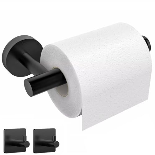 JMZOXLB Toilettenpapierhalter, Wandmontage, moderner SUS304-Edelstahl, Toilettenpapierrollenhalter, Badezimmer-Papierhandtuchhalter für die meisten Rollenpapiere mit 2 Handtuchhaken von JMZOXLB