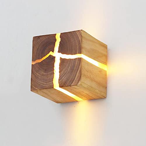 Holz Riss Wandleuchte 5W LED Nachtlicht Hölzerne Retro Wandlampe Schlafzimmer Nachttischlampe Treppe Korridor Innen Esszimmer Dekoration Moderne Warmweiß Innen Wandbeleuchtung Vintage Dekorative (Grö von JMrider