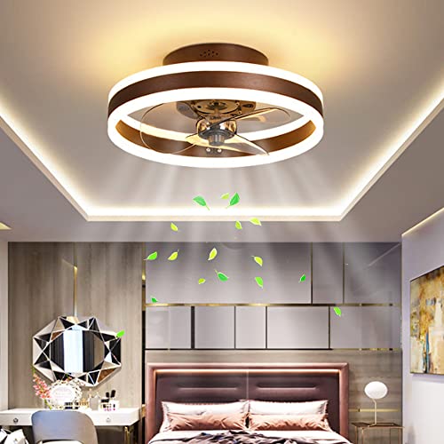 JMrider Deckenventilator Mit Beleuchtung LED Deckenleuchte Timing Ventilator Modern Leise Fan Deckenlampe Wohnzimmer Schlafzimmer Kinderzimmer Esszimmer 48W Beleuchtung,Braun von JMrider