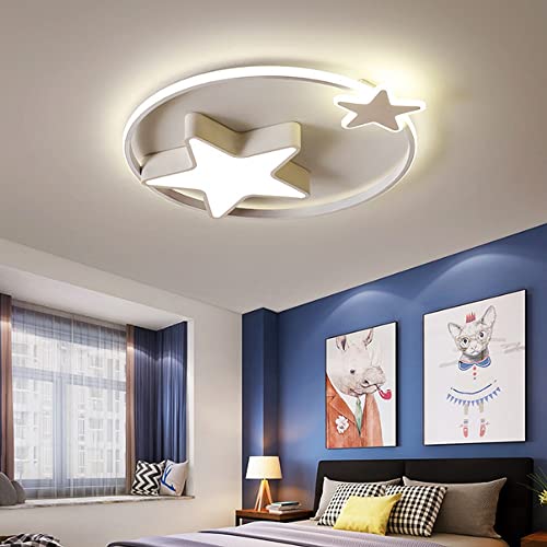 JMrider Kinderlampe LED Deckenleuchte Moderne Jungen Mädchen Deckenlampe Stern Design Lichter Dimmbar Mit Fernbedienung Kinderzimmer Schlafzimmer Babyzimmer Wohnzimmer Pendellampe Deckenbeleuchtung von JMrider