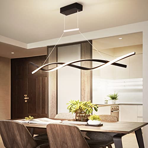 JMrider Pendelleuchte Modern LED Esstisch Hängeleuchte Wohnzimmer Pendellampe Welle Design Deko Höhenverstellbar Hängelampe Schlafzimmer Küchen Büro Kronleuchter,Black/100cm… von JMrider
