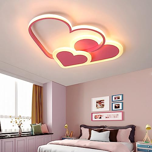 Kinderlampe Deckenleuchte LED Liebe Herz ​Rosa Deckenlampe Acryl Deko Deckenlicht Dimmbar Mit Fernbedienung Kinderzimmer Schlafzimmer Modern Junge ​Mädchen Beleuchtung Esszimmer Wohnzimmer Cartoon von JMrider