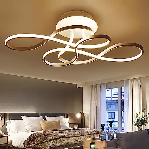 LED Deckenleuchte Dimmbar Deckenlampe Wohnzimmer Modern Mit Fernbedienung Golden Acryl Kurve Design Deckenstrahler Schlafzimmer Esszimmer Restaurant Beleuchtung Küche Dekorative Deckenlicht ( Größe : von JMrider