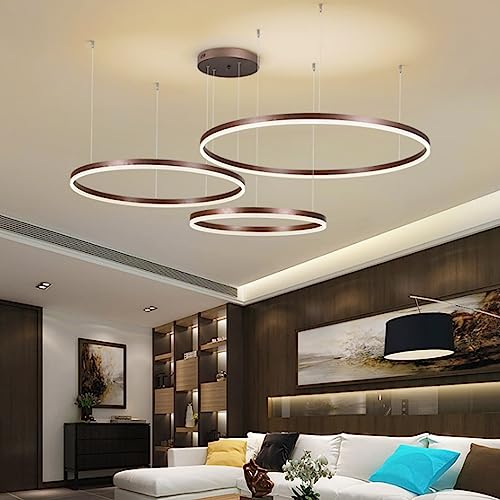 LED Pendellampe Moderne Wohnzimmerlampe Hängeleuchte 3 Ringe Pendelleuchte Dimmbar Mit Fernbedienung Kronleuchter Höhenverstellbar Esstischlampe Hängelampe Aluminium Runde Acryl Beleuchtung ( Color : von JMrider