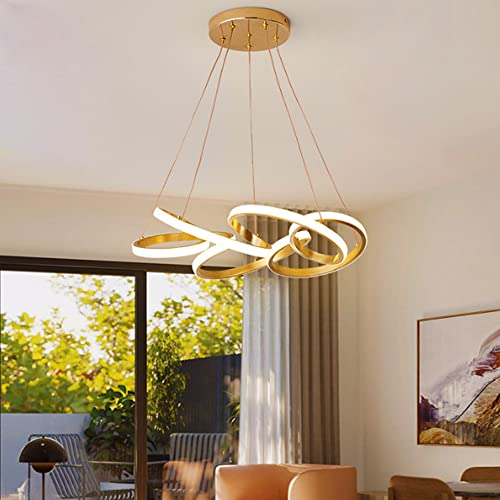 LED Pendelleuchte Dimmbar Mit Fernbedienung Hängelampe Esszimmer Lampe Höhenverstellbar Bürolampe Modern Design Deko Hängeleuchten Acryl-Schirm Kronleuchter Wohnzimmer Schlafzimmer Pendellampe,65cm von JMrider